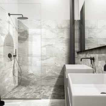 Absolute Bathroom White Hex Mosaic an12x24 Light Grey Bathroom