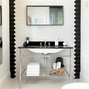 Black and white Kite 4x12 picket porcelain floor and wall tile install