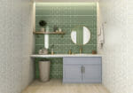 Color Collection Olive and Rockart Carrara Metal Mosaic Bathroom Wall