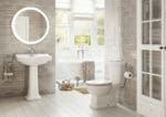 Maiolica 4x10 Tender Gray with Deco Bathroom