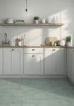 Maiolica Aqua Floor White Wall Kitchen Install 1
