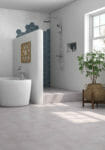 Maiolica Grey Floor Taupe Hex Wall Bathroom Install