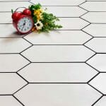 White Kite 4x12 picket porcelain floor and wall tile install 1